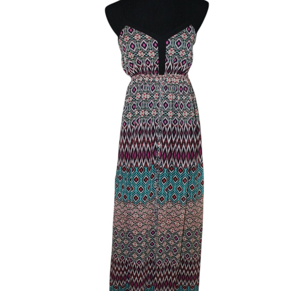 Doe & Rae Maxi Dress COLORFUL GEOMETRIC PRINT S EUC